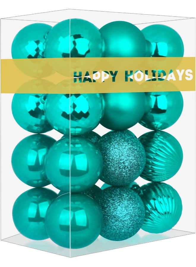 GameXcel Teal 2.5" Christmas Balls Christmas Tree Decoration Ornaments Shatterproof Hanging Balls for Birthday Halloween Holiday Wedding Decorations Set of 24pcs - Image 1
