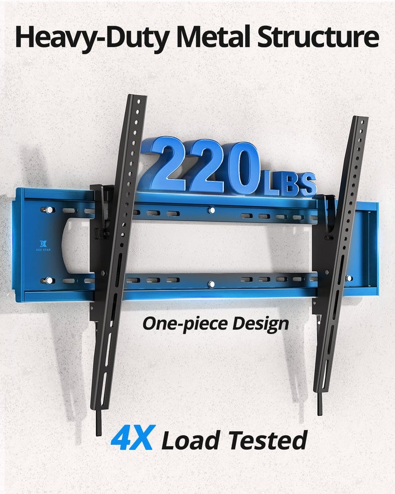 USX STAR 85 86 98 100 inch Heavy Duty Tilt TV Wall Mount Bracket for 65-120" Large TVS Up to 220LBS,Ultra Slim Tilting TV Mount, Max VESA 900Ã—600mm, 16/18/24/32" Studs,Fit Most 65+ 75+ 120 TVs - Image 2