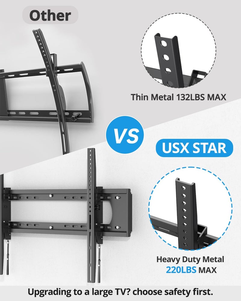 USX STAR 85 86 98 100 inch Heavy Duty Tilt TV Wall Mount Bracket for 65-120" Large TVS Up to 220LBS,Ultra Slim Tilting TV Mount, Max VESA 900Ã—600mm, 16/18/24/32" Studs,Fit Most 65+ 75+ 120 TVs - Image 5