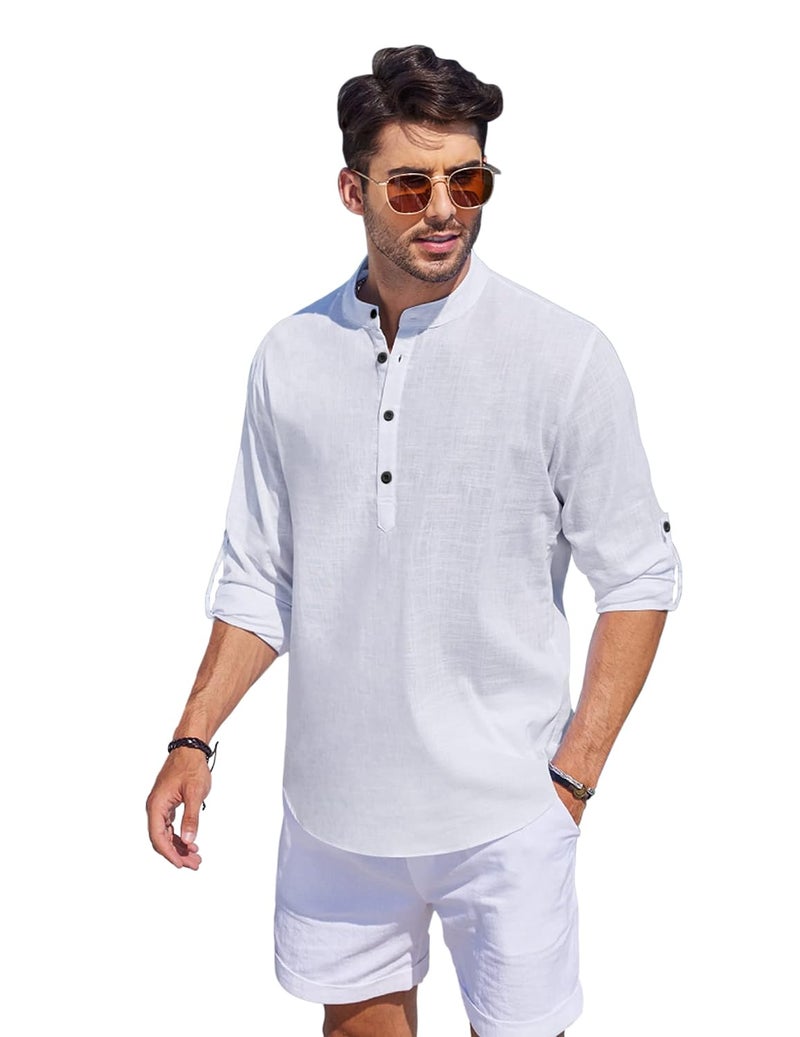 Bellstone Men's Cotton Blend Solid Regular Fit Kurta (KURTA1500_Single_White_S - Image 2
