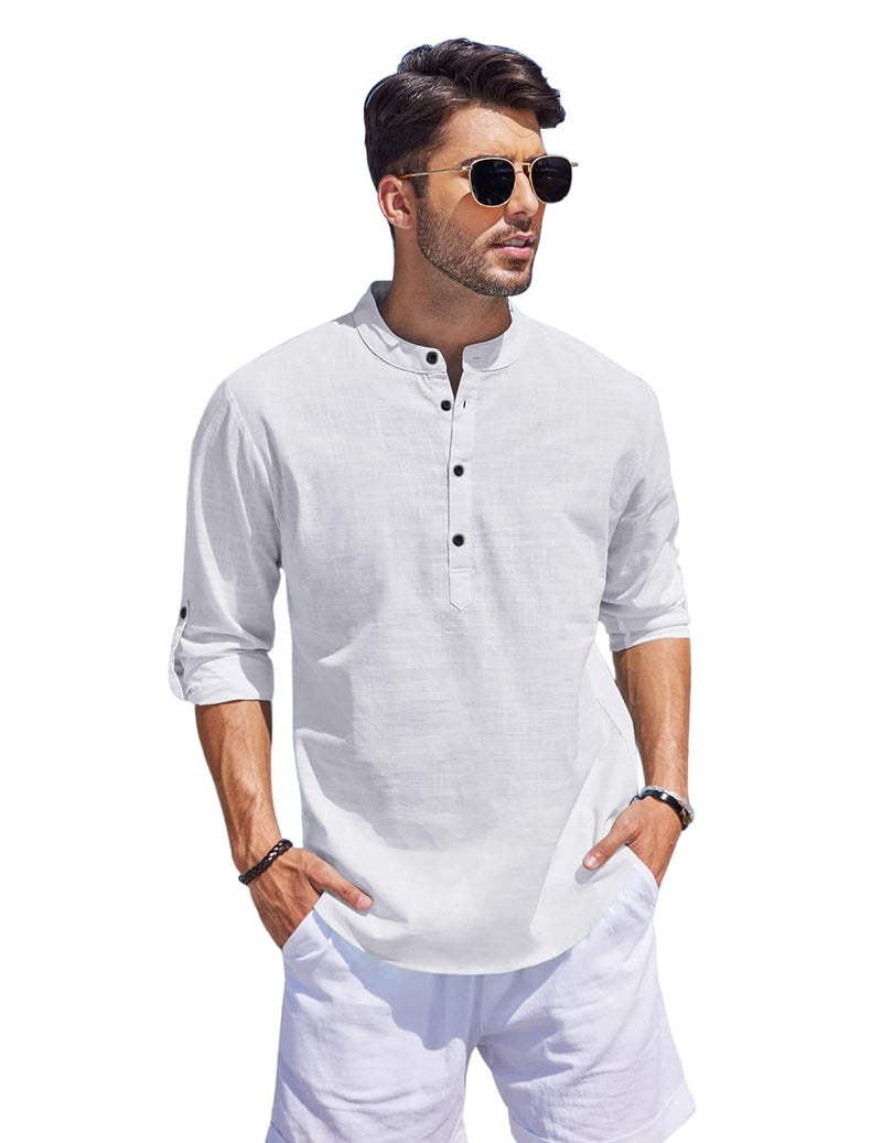 Bellstone Men's Cotton Blend Solid Regular Fit Kurta (KURTA1500_Single_White_S - Image 3