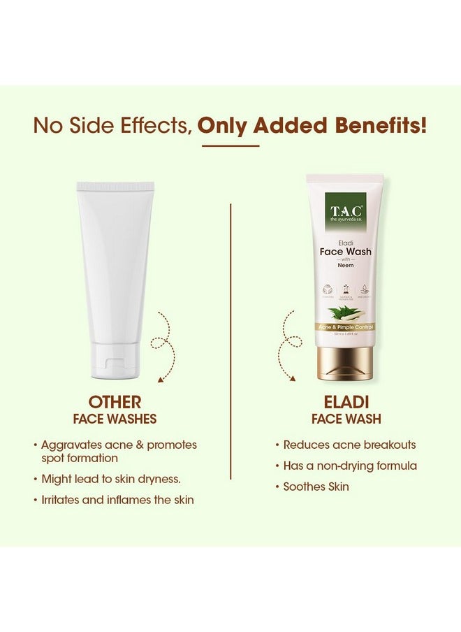 TAC - The Ayurveda Co. - Eladi & Neem Face Wash For Clear & Acne Free Skin - Controls Oil, Blemishes & Hydrates Skin - 50Ml - Image 1