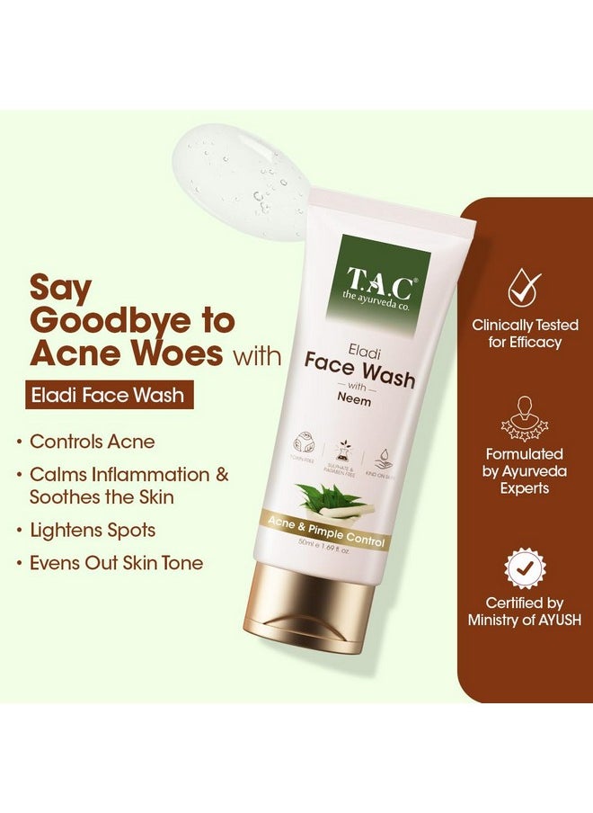 TAC - The Ayurveda Co. - Eladi & Neem Face Wash For Clear & Acne Free Skin - Controls Oil, Blemishes & Hydrates Skin - 50Ml - Image 1