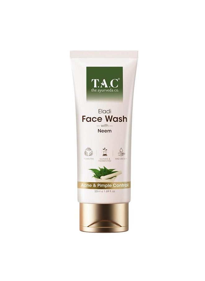 TAC - The Ayurveda Co. - Eladi & Neem Face Wash For Clear & Acne Free Skin - Controls Oil, Blemishes & Hydrates Skin - 50Ml - Image 1