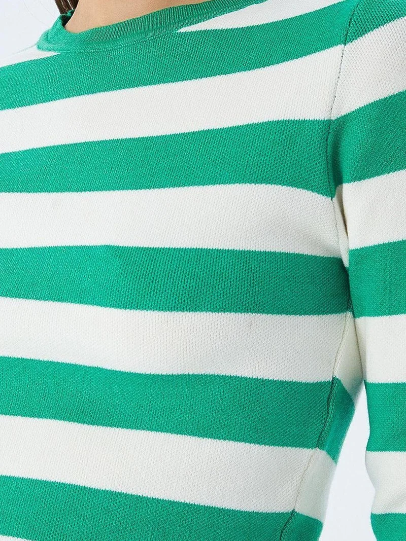 Mixray Green Mixray Striped Knit Sweater for Women | Best Price UAE