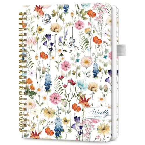 Taja Undated Weekly Planner Weekly To Do List Notebook with Goal Habit Tracker Organizer A5 Weekly Planner Notebook with Spiral Binding 61 x 82 Floral - Image 1