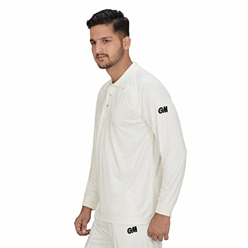 Gunn & Moore GM 7205 Men's Full Sleeve T-Shirt, Medium (White/Navy) - Image 1