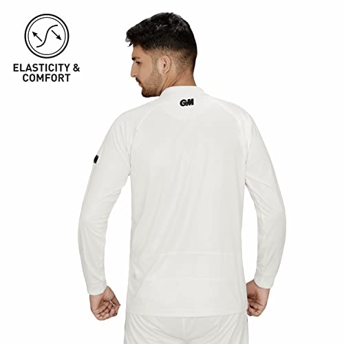 Gunn & Moore GM 7205 Men's Full Sleeve T-Shirt, Medium (White/Navy) - Image 5