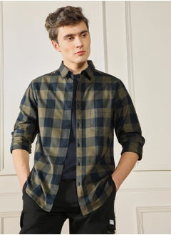 Dennis Lingo Green Casual Shirt for Men, 100% Cotton, Slim Fit  - Image 1