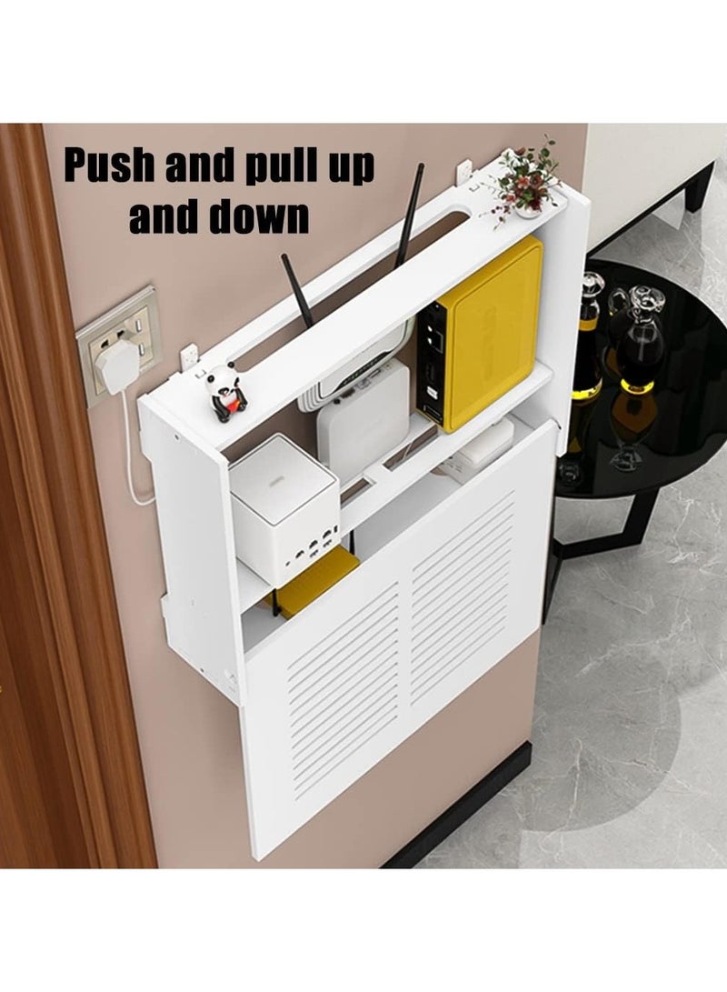 TPGP Floating Shelf, WiFi Router Storage Boxes,Wall Hanging Plug Board Storage Shelf, Wooden Box Cable Power Wire Bracket (Color : White, Size : 47x11x36cm) - Image 2