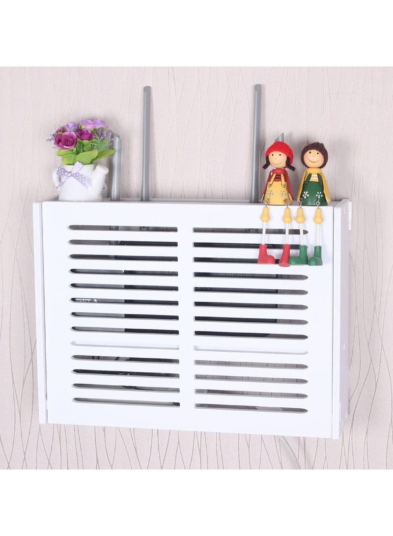 TPGP Floating Shelf, WiFi Router Storage Boxes,Wall Hanging Plug Board Storage Shelf, Wooden Box Cable Power Wire Bracket (Color : White, Size : 47x11x36cm) - Image 5