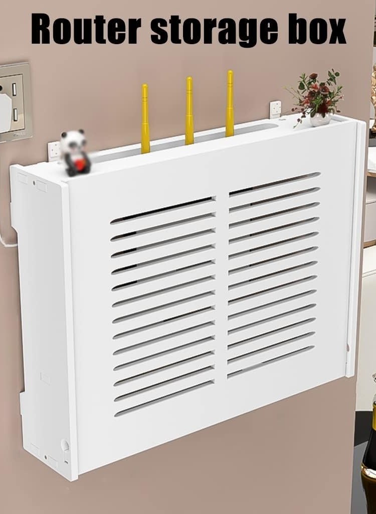 TPGP Floating Shelf, WiFi Router Storage Boxes,Wall Hanging Plug Board Storage Shelf, Wooden Box Cable Power Wire Bracket (Color : White, Size : 47x11x36cm) - Image 4