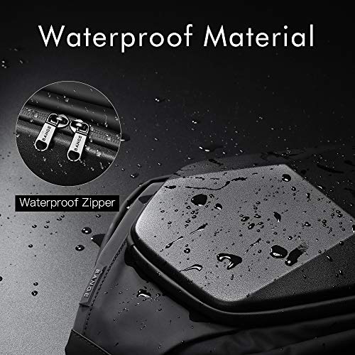 BANGE Sling Bag Waterproof Safe Protect Shell Crossbady Backpack, Biking Hiking Travel Shoulder Bag (Black Large), Black Large, Large - Image 2