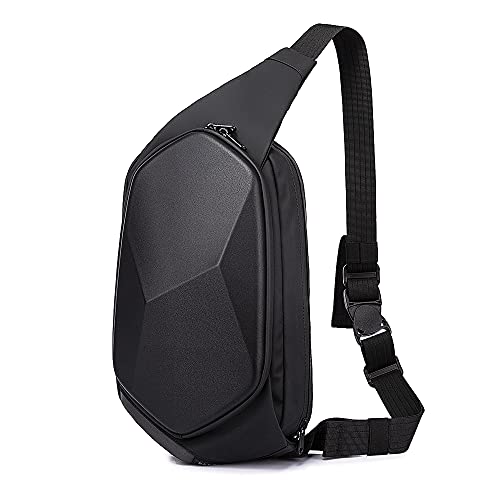 BANGE Sling Bag Waterproof Safe Protect Shell Crossbady Backpack, Biking Hiking Travel Shoulder Bag (Black Large), Black Large, Large - Image 1