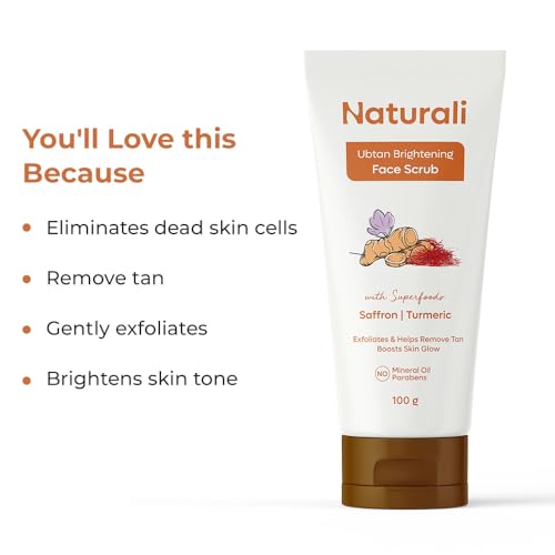 Naturali Ubtan Brightening Face Scrub | With Superfoods Saffron & Turmeric | Exfoliates | Removes Tan | Boosts Skin Glow | Paraben-free | For All Skin Types | 100g - Image 2