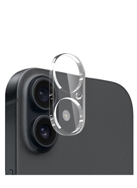 Camera Lens Protector Back Tempered Glass Camera 9H Clear Glass Case Friendly Cover Lens Protector For Iphone 16/16 Plus (Black)
