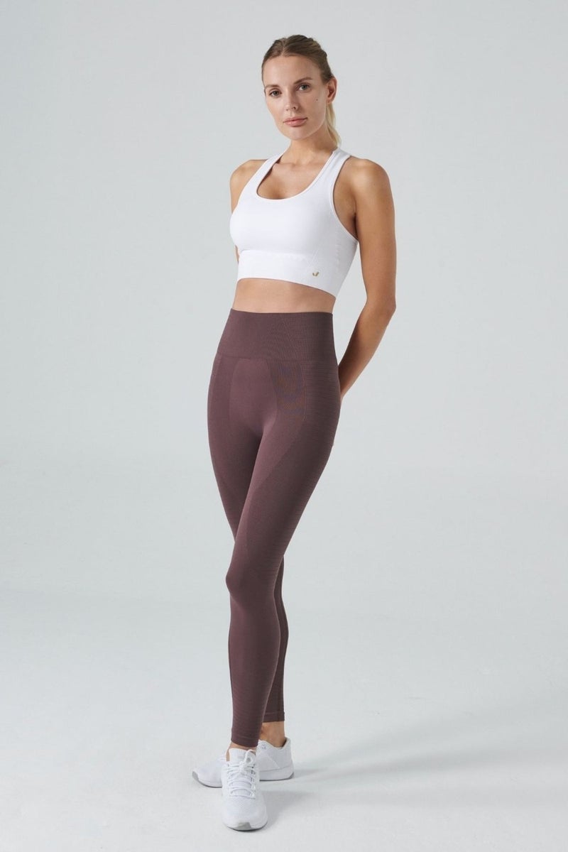 Jerf Gela High Waist Flexible and Gathering Sports Tights - Brown  - Image 5