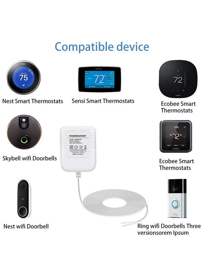 LIANSUM - 24Volt Transformer C Wire Adapter for Thermostat and All Versions of Ring Doorbell, Compatible with Nest, Ecobee, Honeywell, Sensi, Sensi Smart WiFi Thermostat, Nest Hello Doorbell Supply Cord - Image 1