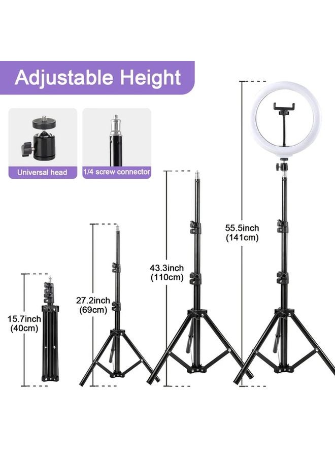 Black 10 Inch RGB Ring Light With Stand 38 Color Modes Stepless Dimmable For Makeup Selfie - Image 3