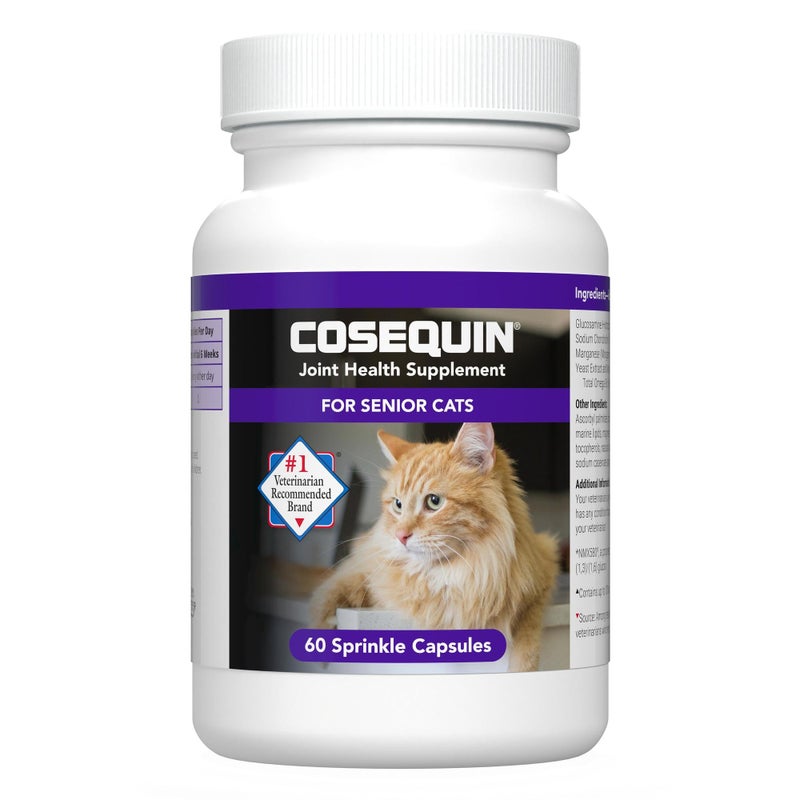 Nutramax Laboratories Nutramax Cosequin for Senior Cats Joint Health Supplement, Contains Glucosamine for Cats, Plus Chondroitin, Supports Joint, Skin and Coat, and Immune Health, Sprinkle Capsules, 60 Count - Image 1