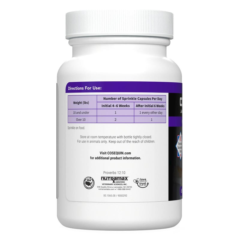 Nutramax Laboratories Nutramax Cosequin for Senior Cats Joint Health Supplement, Contains Glucosamine for Cats, Plus Chondroitin, Supports Joint, Skin and Coat, and Immune Health, Sprinkle Capsules, 60 Count - Image 3
