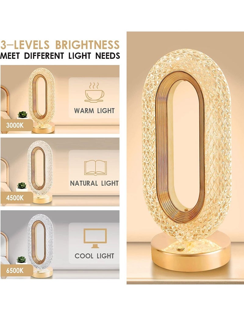 Creativity Crystal Table Lamp with Touch Control, 3 Levels Brightness, Rechargeable USB Small Lamp, Night Light for Bedside, Bedroom, Home, Living, Dining - Image 2