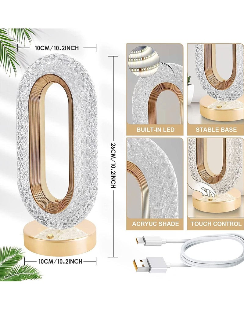 Creativity Crystal Table Lamp with Touch Control, 3 Levels Brightness, Rechargeable USB Small Lamp, Night Light for Bedside, Bedroom, Home, Living, Dining - Image 3