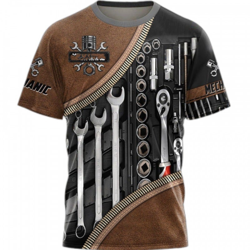 Fashion Personality Casual Short Sleeve Fashion Trend Digital Printing Toolbox Men'S T-Shirt - Image 1