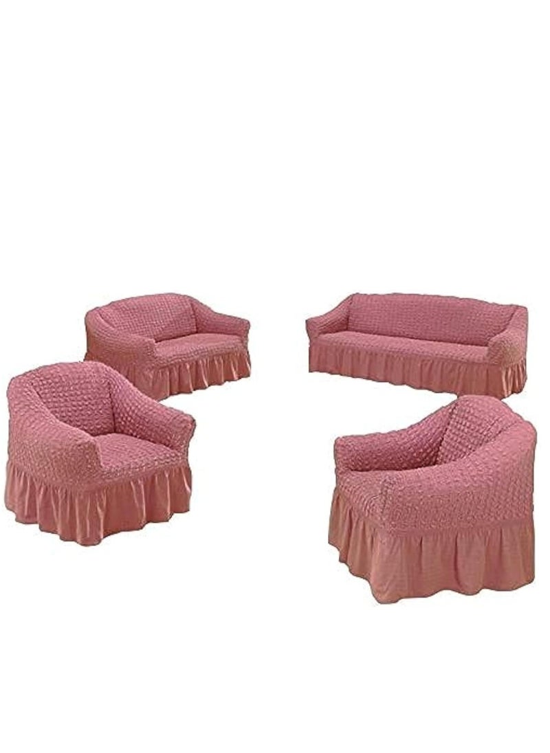 Pink sofa cover set combines modern design with ultimate comfort, adding a warm and bright touch to your home decor.