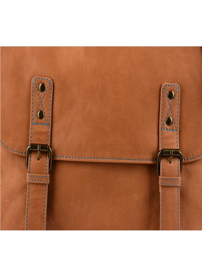 MANDAVA 12 Inch Laptop Vintage Handmade Full Grain Leather Messenger Bag for Men Women Flap Over Office Briefcase Best Satchel School Bag Tan DIB755T - Image 3
