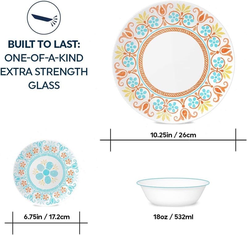 Corelle طقم أدوات المائدة كوريل تيراكوتا دريمز لـ 6 أشخاص 18 قطعة أطباق عشاء أطباق مقبلات و 18 أونصة سلطانيات آمنة في غسالة الصحون والميكروويف والفريزر مصنوعة بفخر في الولايات المتحدة الأمريكية - Image 5