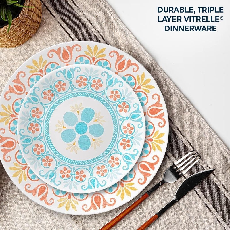 Corelle طقم أدوات المائدة كوريل تيراكوتا دريمز لـ 6 أشخاص 18 قطعة أطباق عشاء أطباق مقبلات و 18 أونصة سلطانيات آمنة في غسالة الصحون والميكروويف والفريزر مصنوعة بفخر في الولايات المتحدة الأمريكية - Image 3