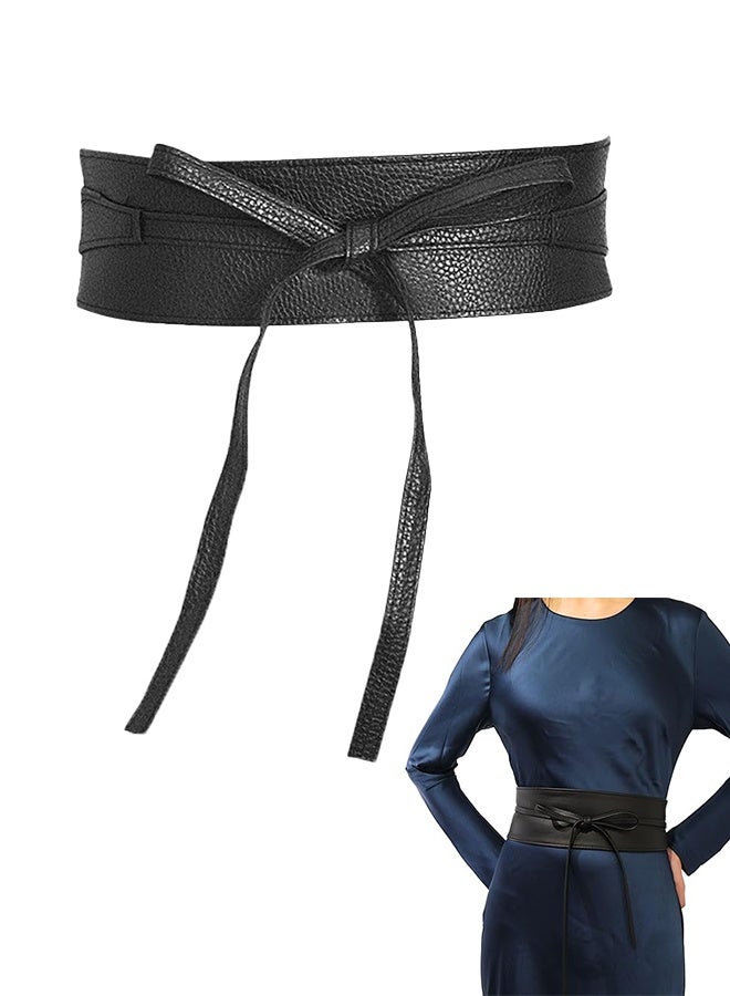 KANGLI PU leather Wide Waist Belt With Bow Tie Fastening - Image 1