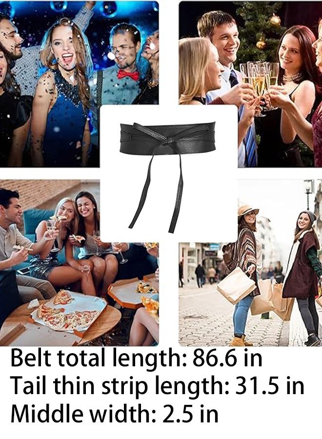 KANGLI PU leather Wide Waist Belt With Bow Tie Fastening - Image 5