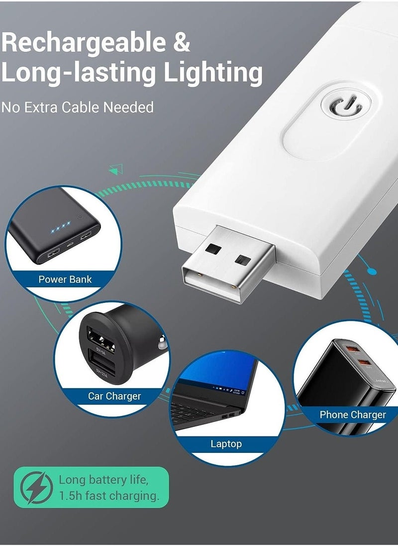 USB Rechargeable Book Light Warm White LED Adjustable Brightness for Eye Protection Clip On Portable Bookmark Light for Reading in Bed or Car White Color - Image 2