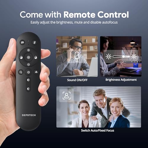 DEPSTECH 4K Webcam, Ultra HD 1/2.55'' Sony Sensor, 3X Digital Zoom, Dual Noise-Canceling Microphones, Remote Control, Auto Focus, Streaming Webcam for PC, Mac, Laptop, Video Call, Zoom, Skype, Teams - Image 5