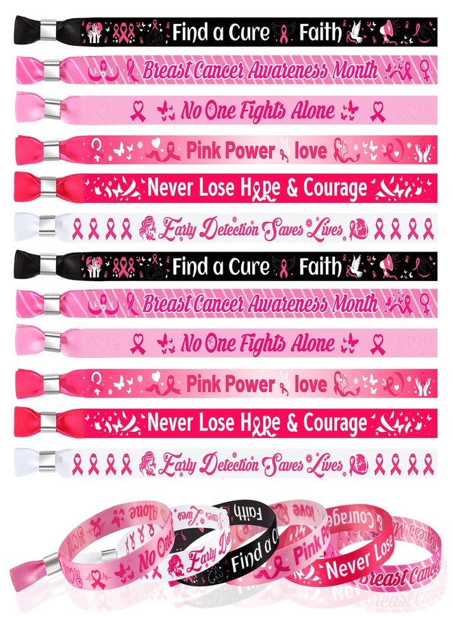 كونسيت مجموعة كونسايت من 18 سوارًا للتوعية بسرطان الثدي، 6 أساور معصم قابلة للتعديل بتصميمات مختلفة، مزينة بشريط وردي، مثالية كهدايا لحفلات التوعية بسرطان الثدي، أساور أمل وإيمان للنساء والفتيات - Image 1