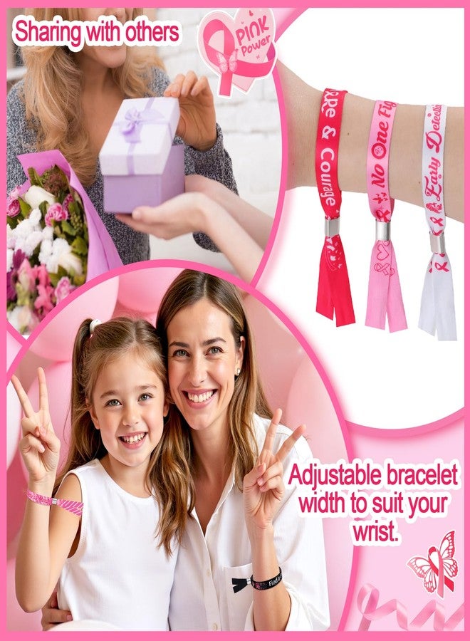 كونسيت مجموعة كونسايت من 18 سوارًا للتوعية بسرطان الثدي، 6 أساور معصم قابلة للتعديل بتصميمات مختلفة، مزينة بشريط وردي، مثالية كهدايا لحفلات التوعية بسرطان الثدي، أساور أمل وإيمان للنساء والفتيات - Image 4