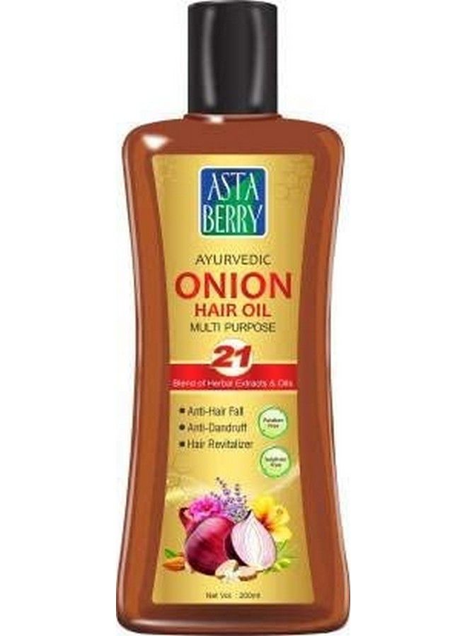 Astaberry Natural Onion Hair Oil With 21 Blend Of Herbal Extracts & Oils 200Ml - Image 1