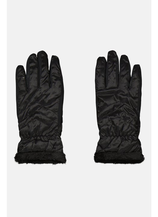 Women Insulated Water Repellent Quilted Gloves, Black