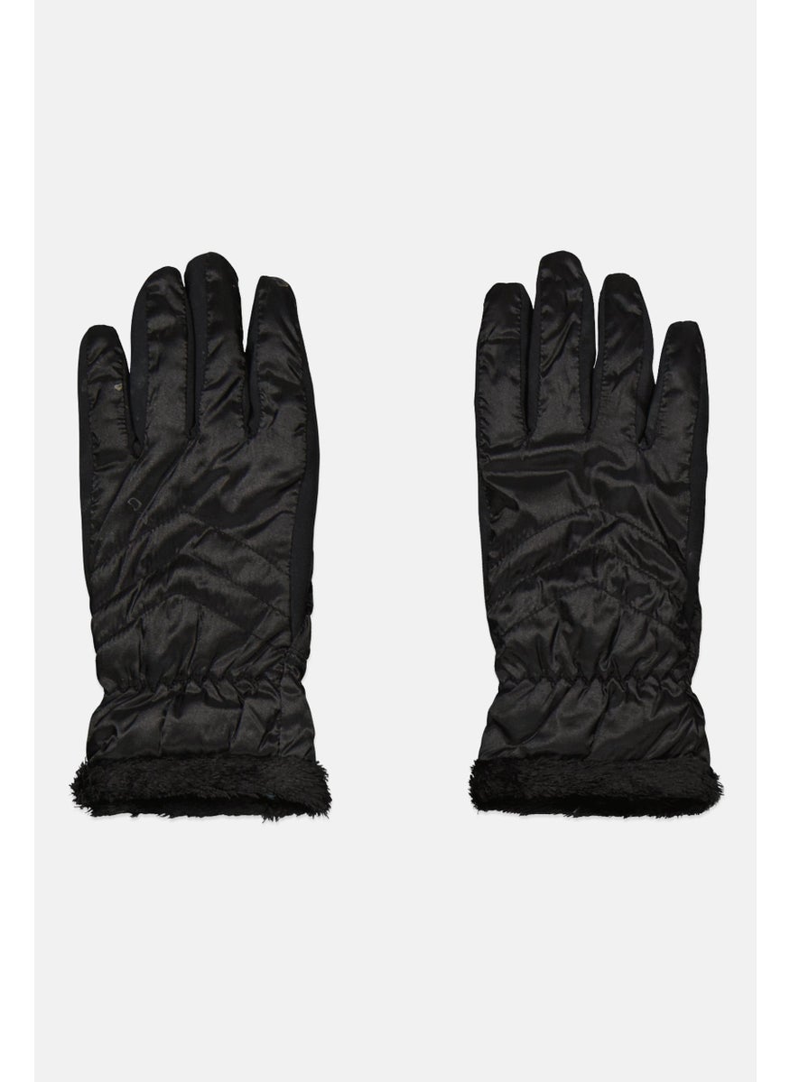 Isotoner - Women Insulated Water Repellent Quilted Gloves, Black - Image 1