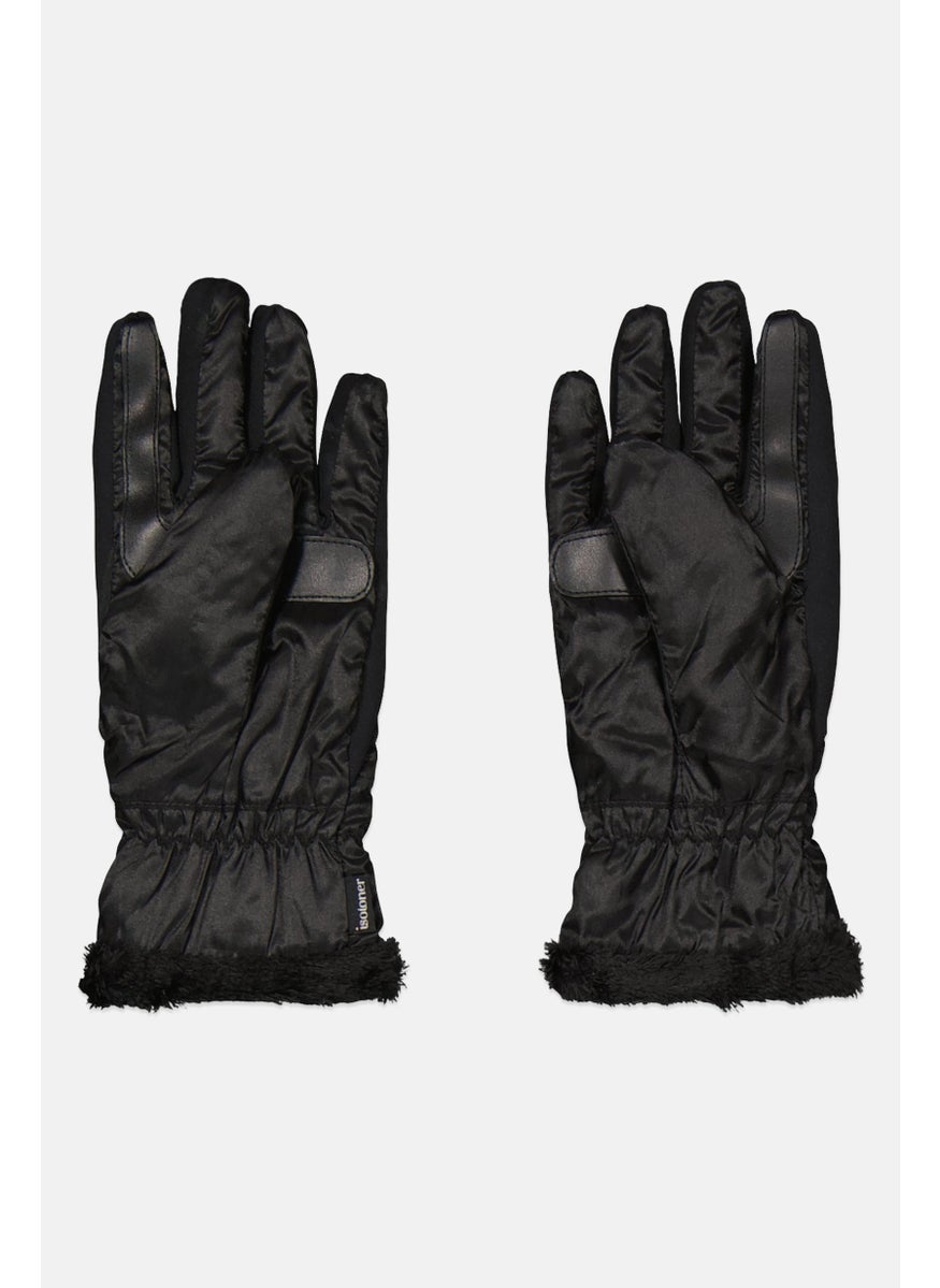Isotoner - Women Insulated Water Repellent Quilted Gloves, Black - Image 1