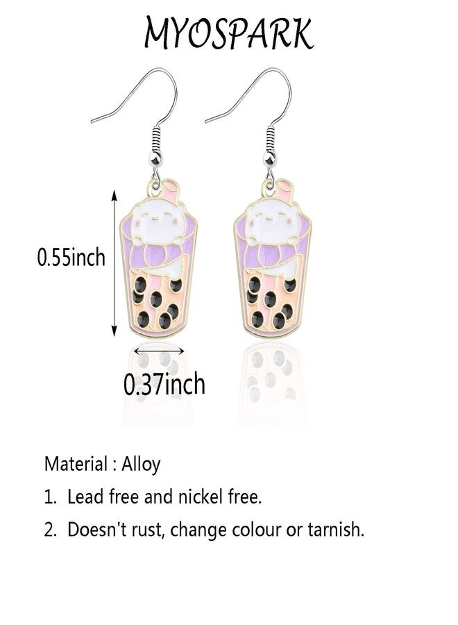 MYOSPARK Bubble Tea Cat Earrings - Bubble Lover Gift Cat Charm Earring for Women - Image 4