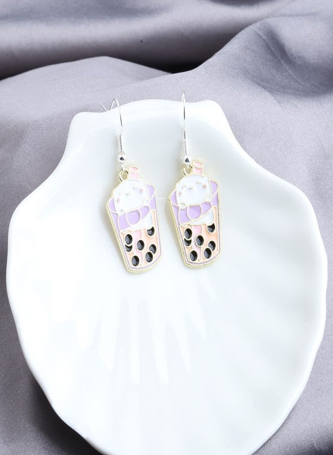 MYOSPARK Bubble Tea Cat Earrings - Bubble Lover Gift Cat Charm Earring for Women - Image 2