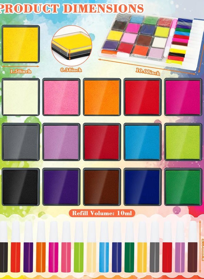 FIVEIZERO 16 Color Ink Pad Set for Stamps, 1.58"Professional Craft Ink Pads for Paper, Wood, Fabric, Large Ink Pad Stamps for DIY, Scrapbook, Card Making, Art Supplies - Image 2