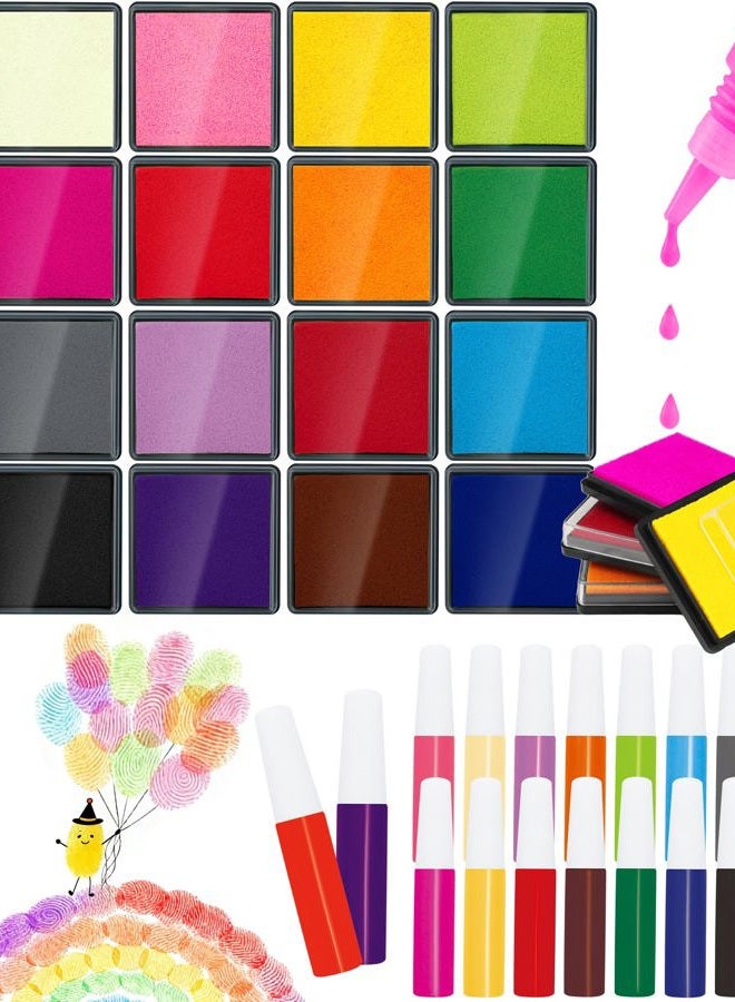 FIVEIZERO 16 Color Ink Pad Set for Stamps, 1.58"Professional Craft Ink Pads for Paper, Wood, Fabric, Large Ink Pad Stamps for DIY, Scrapbook, Card Making, Art Supplies - Image 1