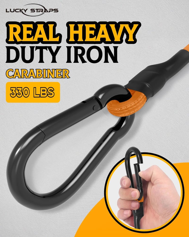 LuckyStraps 8 Pcs 72 Inch Heavy Duty Carabiner Bungee Cord Outdoor with 190 Lbs Max Break Strength, Bungee Straps with Upgraded Carabiner Hooks for Luggage Rack, Cargo, Hand Carts, Bike, Camping, etc (Orange) Quick available purchase options - Image 3