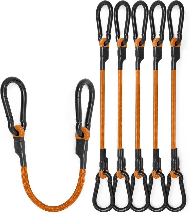 LuckyStraps 8 Pcs 72 Inch Heavy Duty Carabiner Bungee Cord Outdoor with 190 Lbs Max Break Strength, Bungee Straps with Upgraded Carabiner Hooks for Luggage Rack, Cargo, Hand Carts, Bike, Camping, etc (Orange) Quick available purchase options - Image 1
