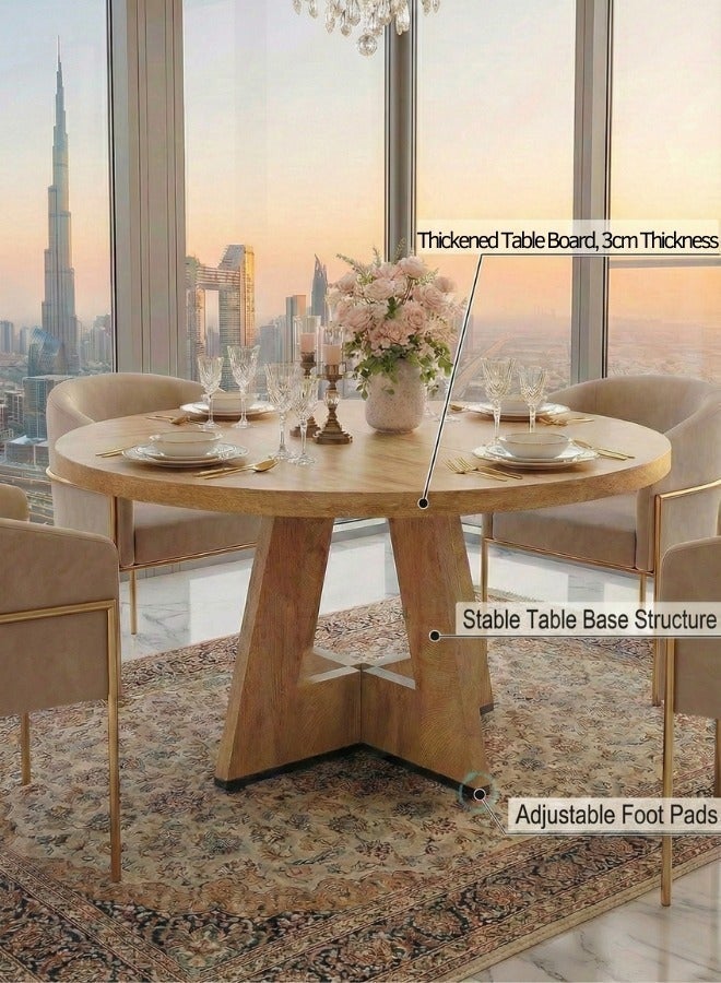 Homeonaire 47.24" Round Dining Table for 4 to 6 | Farmhouse Wooden Kitchen Dinning Table with Brown Finish - Image 4