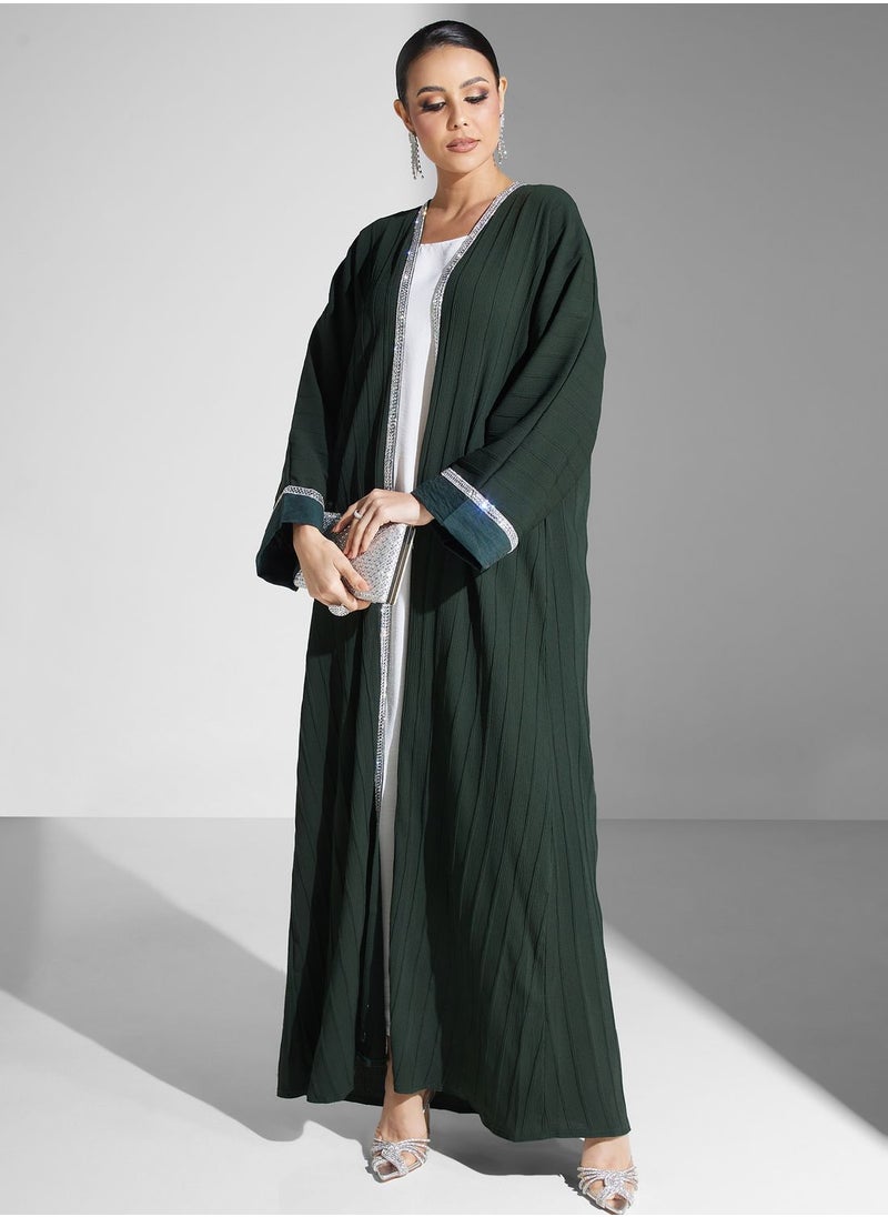 hayas closet - Lace Detail Open Abaya - Image 1